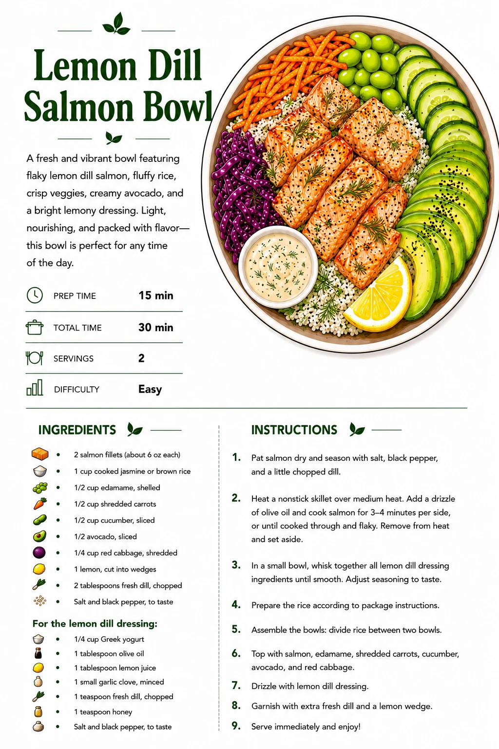 Lemon Dill Salmon Bowl